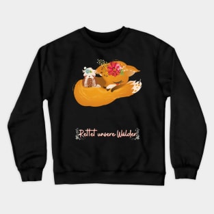 Fuchs Eule Wald Retten Prinzessin Blumen Süß Crewneck Sweatshirt